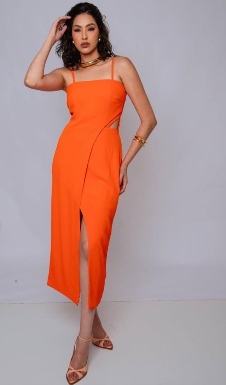 Da Isadora vestido preto/laranja
