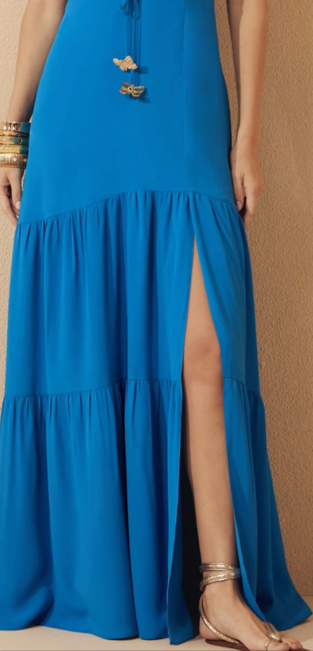 Vestido longo borboleta azul by ISAPAES