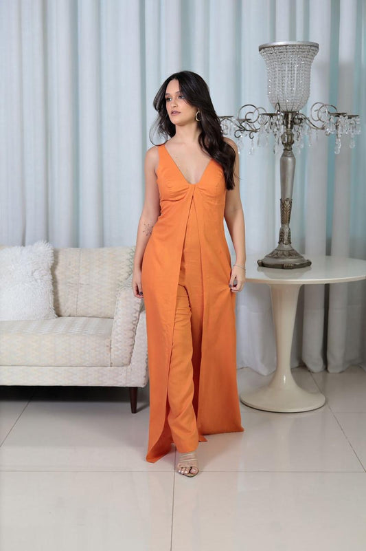 Isadora's orange jumpsuit