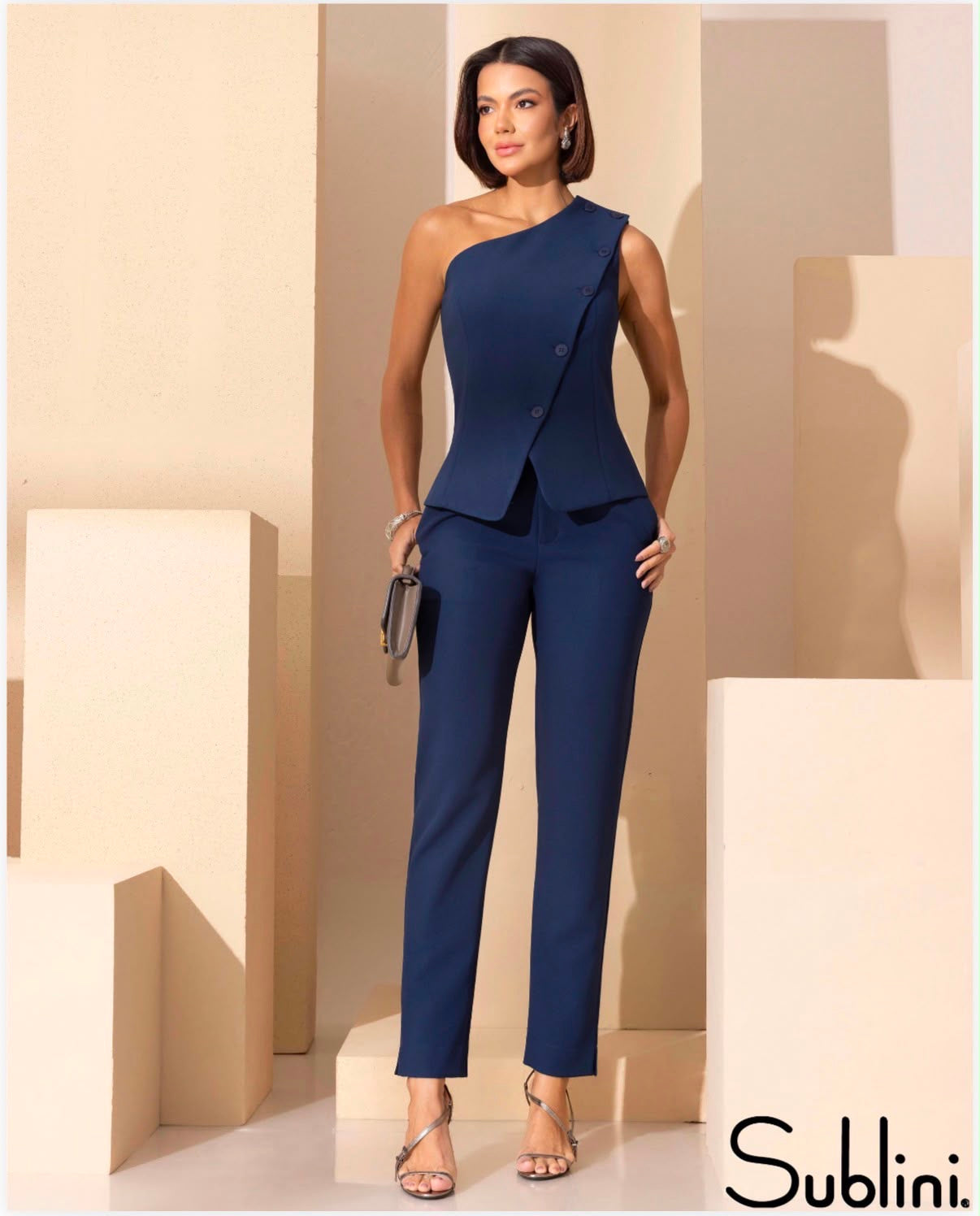 Conjunto feminino Sublini azul marinho - frente